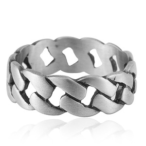 Anillo de Cadena Geométrico Hueco, Joyería de Moda Unisex, Color Plata y Oro, Acero Inoxidable, Diseño de Eslabones Planos, Listo para Enviar - Product Image 3