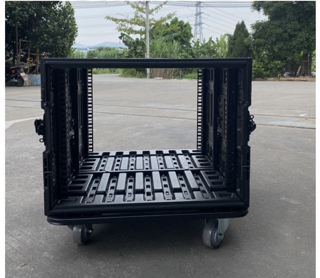 PE Plastic Flight Case Mixer Audio Speaker Rack Case Tool Box 8/12/14/16U Space 8RU Storage Box for Amplifier Stage Equipment