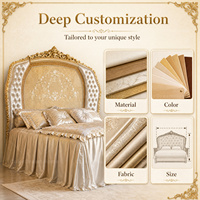 Ensemble de chambre à coucher de luxe de style royal français ensemble de meubles de lit d'intérieur en bois massif sculpté