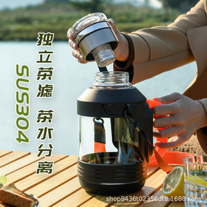 Large Capacity Glass Tea Cup With Handle Tea Water Separation Outdoor Brewing Travel Use High Temperature Resistant - Product Image 2