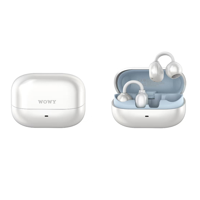 WOWY Smart AI Translation Ear Clip True Wireless Earbuds Open Ear for Hi-Fi Stereo Sound LED IPX5 Waterproof Type-C