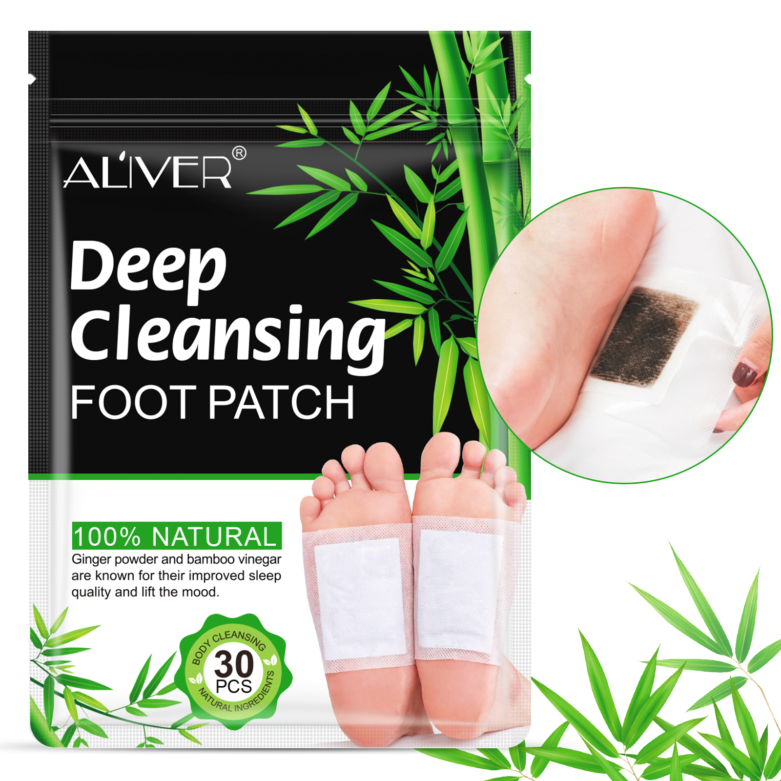 OEM 30pcs/Bag Deep Cleaning Foot Detox Patch 100% Natural Herbal Ginger Wormwood Detoxification Foot Patch