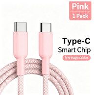 Câble de données tressé en cuivre pur OEM ODM, double Type-C, charge rapide PD 60W, transfert de données, compatible avec les téléphones mobiles iPhone