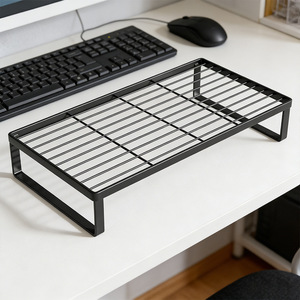 Monitor Stand <b>Desktop</b> <b>Riser</b> Black Metal 30kg Load Capacity For Office Home Use - Product Image 3