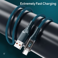 Câble de données Type-C en cuivre pur tressé en nylon de 1,2 m, haute performance, 65 W PD, pour transfert de données rapide, tête transparente noire Urus pour A8T
