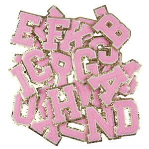 Wholesale Height 8cm Iron on <strong>Glitter</strong> Alphabet Appliques Clothing Chenille Letter <strong>Patches</strong> - Product Image 2