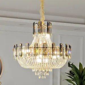 Lámpara de cristal de lujo postmoderna para sala de estar, candelabro redondo y creativo para dormitorio, luces de cristal para restaurante