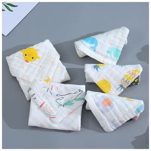 Bông nguyên chất Sáu lớp gạc bé nhỏ Khăn vuông mềm thấm nước sơ sinh khăn in mật độ cao nước bọt khăn - Product Image 5