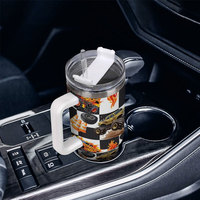 Gobelet isotherme en acier inoxydable de 40 oz avec poignée, impression personnalisée de dessins animés, pour voiture, avec paille et couvercle, OEM ODM, approvisionnement en gros