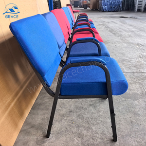 Meubles de théâtre en métal bourgogne Bishop en gros bon marché utilisé chaise d'église rembourrée empilable pour hall et salle <span class=keywords><strong>à</strong></span> manger Bishop Bourgogne - Product Image 6