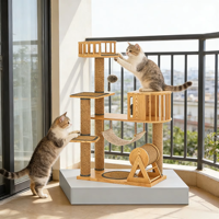 Colección de Árboles para Gatos de Madera Maciza, Diseño Completo, Varios Modelos, Set de Exhibición para Venta al por Mayor