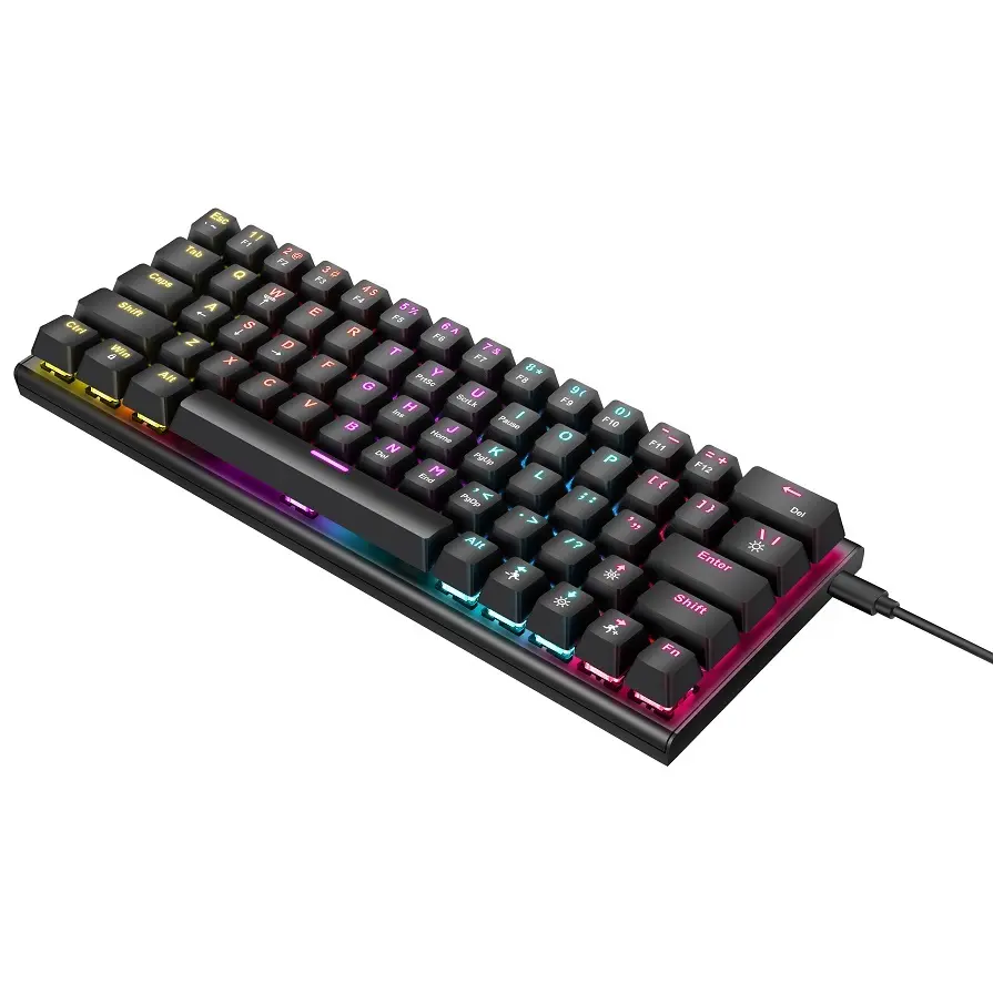 Benutzer definierte RGB Hintergrund beleuchtung kompakt Anti-Ghost ing Mini 63 Tasten 60% Gaming Cyan Achse Mechanische Tastatur für Computer