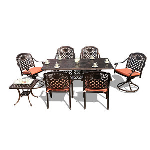 Elegante Juego de Mesa y Sillas de Aluminio Fundido para Exteriores, Estilo Campestre, Desmontable, para Patios, Balcones, Villas y Jardines - Product Image 5