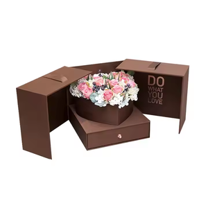 Velvet Texture Luxury Flower <b>Box</b> with Ribbon | Premium Gift Presentation - Product Image 2