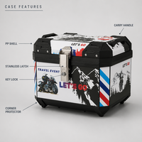 Top case de moto en plastique PP, coque rigide, coffre arrière 42 x 36 x 33 cm, verrouillable, avec poignées pour le transport