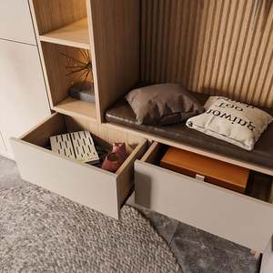 Meuble TV de divertissement à domicile au design moderne, avec élévateur caché et armoire suspendue, meuble polyvalent pour le salon - Product Image 4