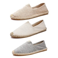 Chaussures d'été tendance en toile tissée à la main avec semelle en chanvre, espadrilles plates en lin pour hommes, style pêcheur décontracté