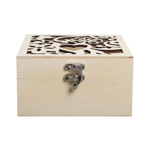 Hollowed Out Wooden Jewelry <b>Box</b> With <b>Lock</b> Heart Flower Design Storage Organizer For Gifts And Accessories - Product Image 5