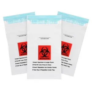 OEM dịch vụ tùy chỉnh y tế Zip khóa Biohazard mẫu túi nhựa lớn phân hủy sinh học túi rác trên cuộn