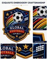 Écussons brodés personnalisés en forme de bouclier pour le football, vente en gros, badges d'équipe de football OEM pour vêtements de match, vestes et sacs