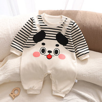 Baby-Strampler Herbst Langarm Reine Baumwolle Niedlicher Koreanischer Stil Versteckter Knopfverschluss Säuglingskleidung Krabbelanzug Einteiler