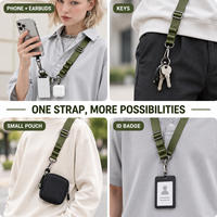Lanière de téléphone portable 2-en-1 à porter en bandoulière, avec dragonne de poignet et porte-clés intégré |   Nylon anti-chute et anti-vol