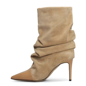 <span class=keywords><strong>Stivaletti</strong></span> Invernali Recenti da <span class=keywords><strong>Donna</strong></span> di Alta Qualità Stile Western Casual con Tacco Alto a Punta in Pelle Scamosciata - Product Image 3
