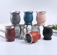 Tasse de luxe classique d'isolation thermique matérielle d'acier inoxydable de mur de tasse de Yerba Mate