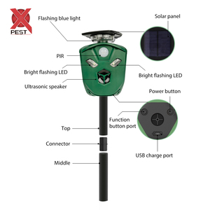 เครื่องไล่สัตว์ด้วยพลังงานแสงอาทิตย์360กลางแจ้งพร้อมไฟกะพริบ LED แรงสูงเครื่องยับยั้งสัตว์ป่าเครื่องไล่ลิงอัลตราโซนิก - Product Image 6