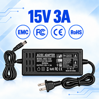 Adaptateur secteur AC/DC 45W 15V 3A multi-certifié à haute efficacité pour projecteur, décodeur et bande LED - Vente chaude