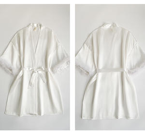 Robe de nuit kimono en satin personnalisée avec logo pour femmes, vêtements de nuit pour femmes, robe de mariée de luxe, robe longue pour demoiselles d'honneur, robes de matinée pour femmes - Product Image 6