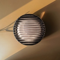 Lampe murale moderne d'extérieur IP65 étanche, petite colonne, gris fumé, verre rayé rond, style lune