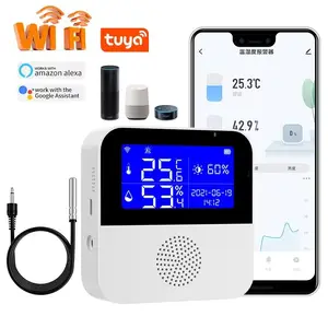 Датчик температуры и влажности Tuya Smart Home с Wi-Fi и сигнализацией, комнатный и уличный гигрометр, термометр с поддержкой Alexa Google Home
