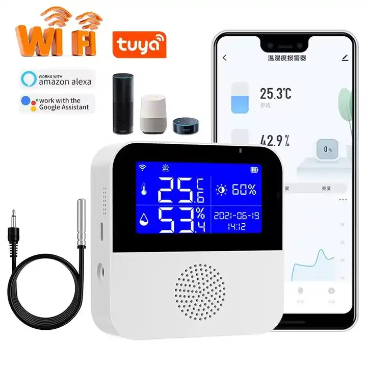 Tuya Smart WiFi Temperature and Humidity Sensor With Alarm Room Thermometer  Works with Alexa Google Home