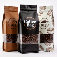 Sachet Doypack Personnalisé en Papier Kraft avec Fenêtre, Fermeture Zip Refermable, Emballage Alimentaire pour Grains de Café, Café Moulu, Produits de Boulangerie
