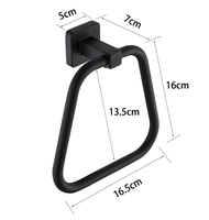 Anneau porte-serviettes carré noir mat pour salle de bain et cuisine, support mural en acier inoxydable robuste