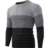 Herren Woll-/Nylon-Pullover mit 3D-Muster, Rundhalsausschnitt, Knitterfrei, Lange Ärmel, Winterkleidung, Reguläre Passform, Frontlogo