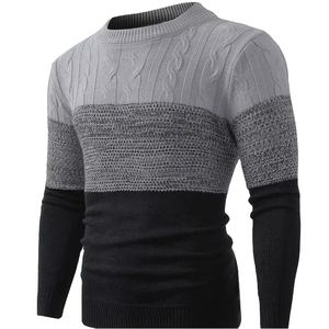 Nouvelle Collection Printemps-Automne – Pull Tricoté Homme Anti-Plis, Anti-Rétrécissement, Respirant, Chaud, à Maille Torsadée Dégradée, Manches Longues, 100% Polyester - Product Image 1