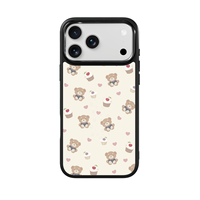 Coque de téléphone AG Feeling Black Edge avec motif ours gâteau cerise doré pour iPhone 17, 17 Pro Max, 16 Pro, 15, 15 Pro Max, 15 Pro, 14 Pro Max – Coque magnétique