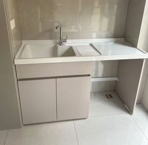 Tùy Chỉnh Không Gian Nhôm Ban Công Tủ Giặt Tích Hợp Thạch Anh Đá Chậu Rửa Mặt Bàn Trống Máy Giặt Đồ Nội Thất - Product Image 1