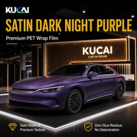 Autocollant de voiture mat adhésif de qualité supérieure KUCAI, film vinyle satiné métallique PET, couleur violet nuit sombre