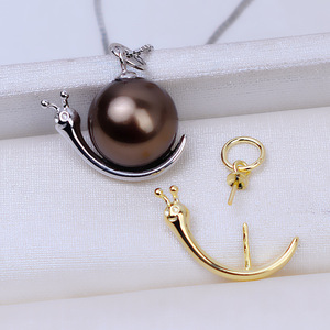 Pendentif escargot en argent S925 fait main Wenchi, accessoire DIY pour femme, base creuse en perle baroque, style européen et américain, taille 3 mm - Product Image 1