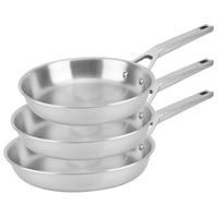 Batterie de cuisine professionnelle 3 pièces, 8 ~ 12 pouces, passe au lave-vaisselle, ensembles de poêles à frire en acier inoxydable 3 plis compatibles avec l'induction