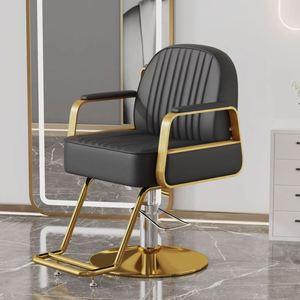 Nouveau noir or Salon chaise en métal galvanisé coupe couleur des cheveux ascenseur de cheveux Simple cuir peut placé à l'envers chaise de barbier - Product Image 1