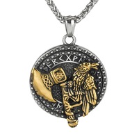 Vintage Viking Odin corbeau hache collier nordique en acier inoxydable hommes Valknut Rune amulette pendentif mode charme bijoux accessoires
