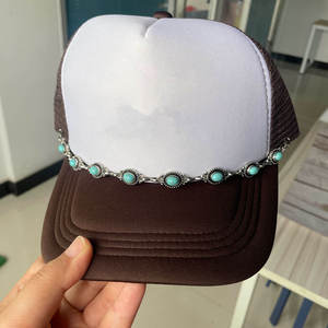 2024 nouveau à la mode amovible Western Turquoise pierre charme camionneur chapeau chaîne bohème Cowboy Turquoise camionneur chapeau chaînes - Product Image 4