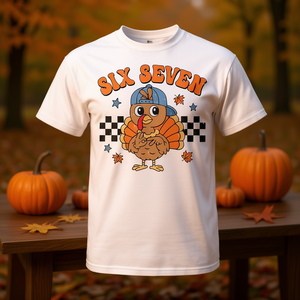 Six Seven Turkey Thanksgiving T-Shirt Cute Boys 67 Meme Design - Product Image 3
