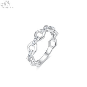 Nuevas llegadas, joyería romántica popular al por mayor, anillo apilable con cadena, anillo de oro macizo de 18 quilates con diamante natural para regalo de mujer - Product Image 2