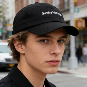 หมวกเบสบอลปักลายสีดำ “<span class=keywords><strong>Sunday</strong></span> Mornings” สำหรับผู้ใหญ่ หมวกปรับขนาดได้สำหรับงานเลี้ยงอาหารวันหยุดและกิจกรรมลำลองในชีวิตประจำวัน - Product Image 1