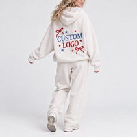 Ensemble 2 pièces surdimensionné personnalisé pour femme : sweat à capuche brodé au dos avec logo personnalisé et pantalon de survêtement large – Survêtement décontracté et sportif